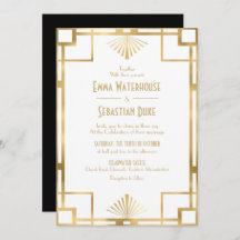 Elegant chic  Great Gatsby Art Deco Wedding Invita