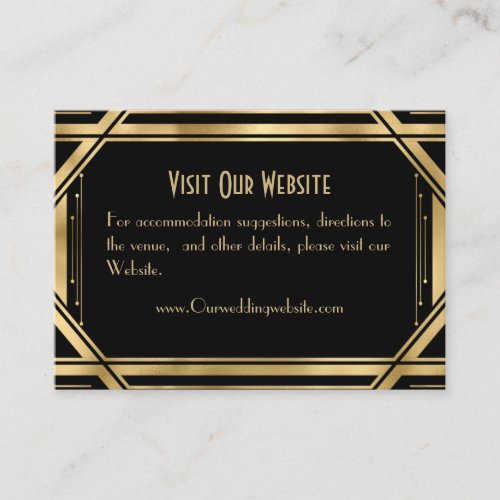 Elegant chic Great Gatsby Wedding  Details  Enclosure Card