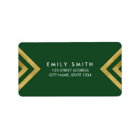Elegant & Chic Green & Faux Gold Geometric Address Label