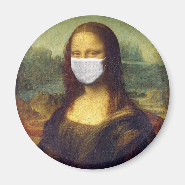 Elegant Chic Green Mona Lisa Covid 19 Painting Magnet (Front)