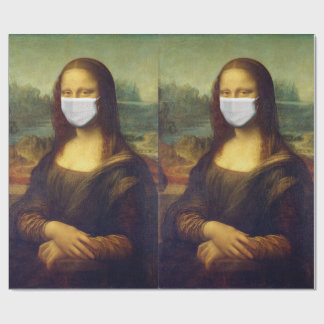 Elegant Chic Green Mona Lisa Covid 19 Painting Wrapping Paper