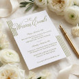 Elegant Chic Green Parisian Stripe Wedding Events Letterpress Enclosure Card