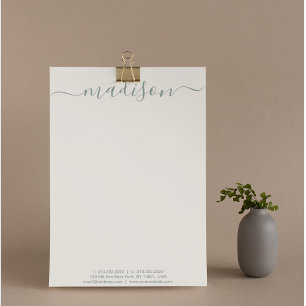 Elegant Chic Handwritten Script Sage Green Letterhead