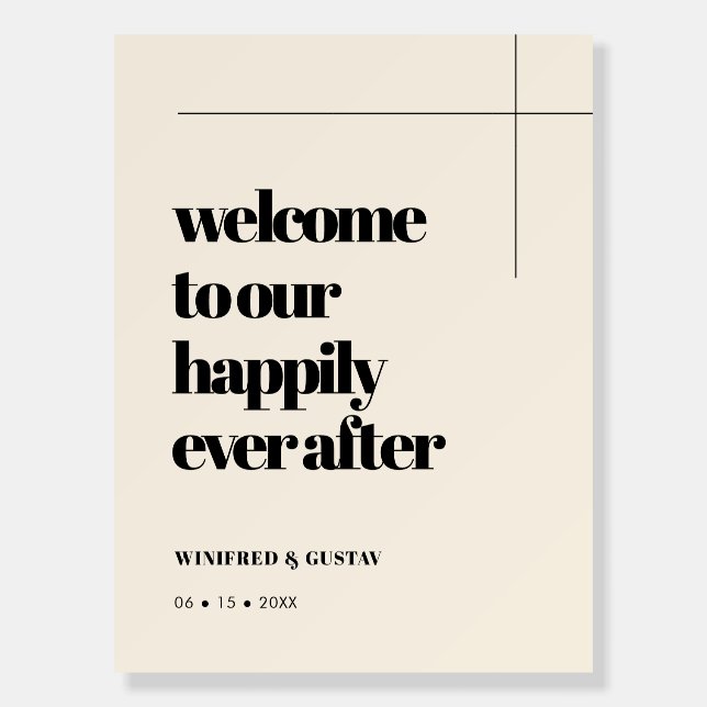 Elegant & Chic Happily Ever After Welcome Sign (Front)