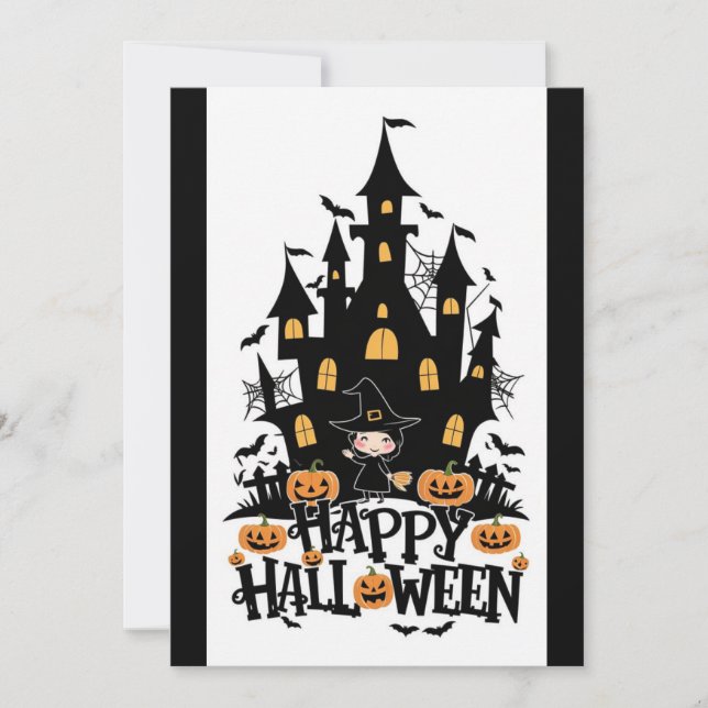 Elegant Chic Happy Halloween Holiday Card (Front)