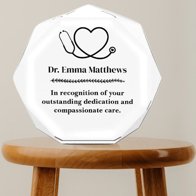 Elegant Chic Heart Stethoscope Doctor Acrylic Award (Creator Uploaded)