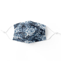 Elegant chic indigo navy blue floral watercolor adult cloth face mask