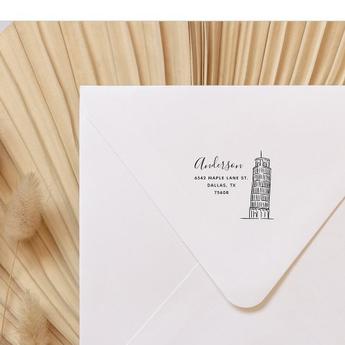 Elegant Chic Italy City Family Return Address Rubber Stamp
