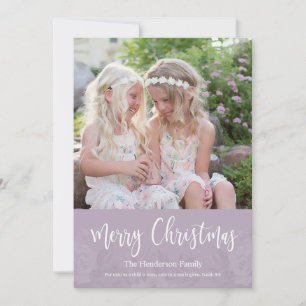 Elegant Chic Lavender Floral Photo Christmas Holiday Card
