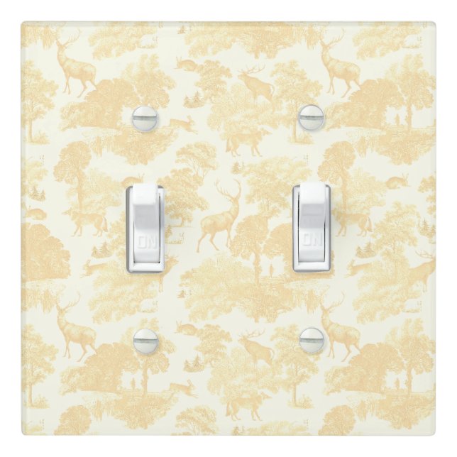 Elegant Chic Light Cream Beige Toile Deer Woodland Light Switch Cover (In Situ)