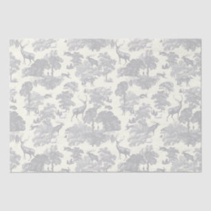 Elegant Chic Light Gray Toile Deer Woodland Tissue Paper