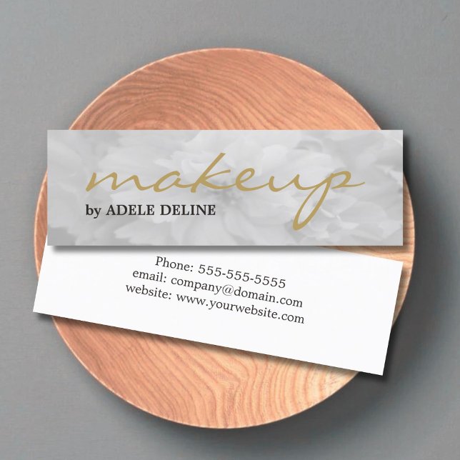 Elegant Chic Light Grey Floral Makeup Artist Mini Business Card (Creator Uploaded)