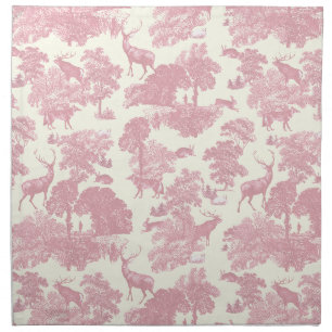 Elegant Chic Light Pink Toile Deer Woodland Cloth Napkin