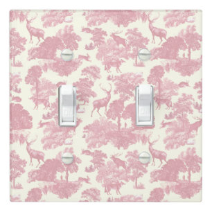 Elegant Chic Light Pink Toile Deer Woodland Switch Cover