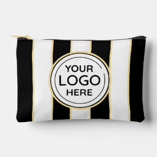 Elegant Chic Logo B&W Golden Stripes Accessory Pouch