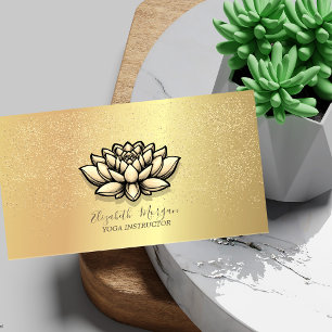 Elegant Chic Lotus Gold Confetti  Business Card