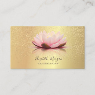 Elegant Chic Lotus Gold Confetti Yoga Instructor Business Card
