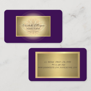 Elegant Chic Lotus Professional,Faux Gold,Violet Business Card