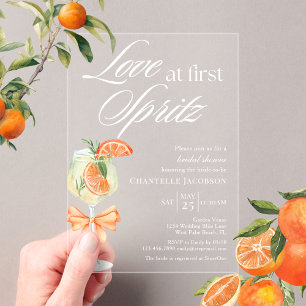 Elegant Chic Love At First Spritz Bridal Shower Acrylic Invitations