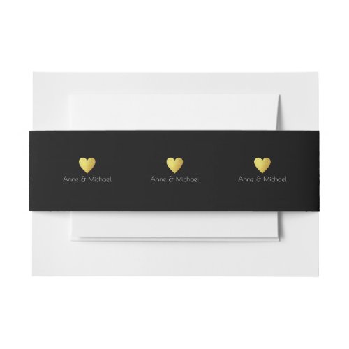 elegant  chic love monogram wedding black invitation belly band