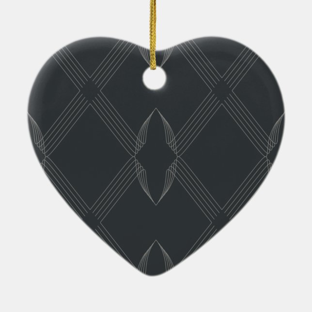 Elegant, chic, luxurious, simple line pattern ceramic ornament (Back)