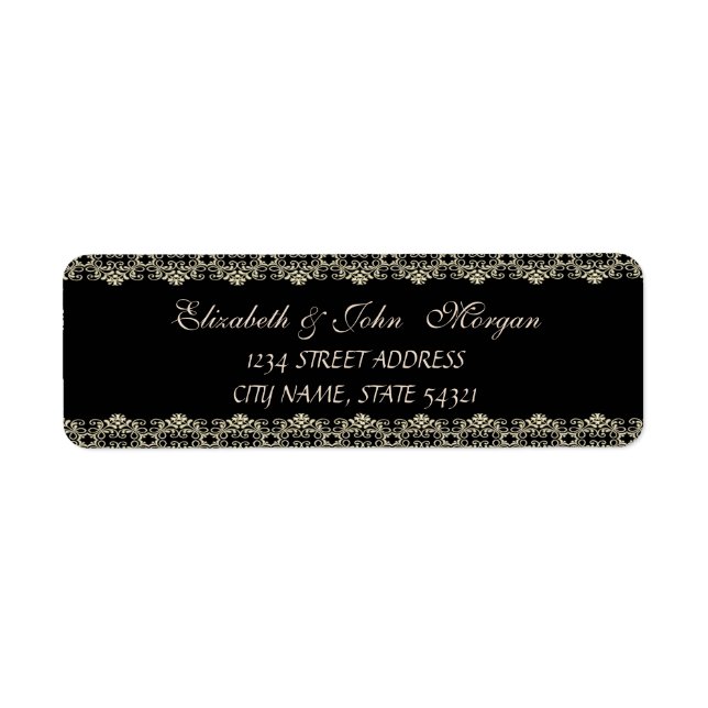 Elegant  Chic Luxury ,Black,Lace Label (Front)