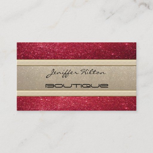 Customizable Elegant chic luxury contemporary gold/red glittery business card