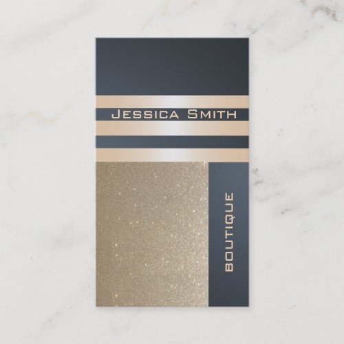 Elegant  chic luxury contemporary golden glittery business cards