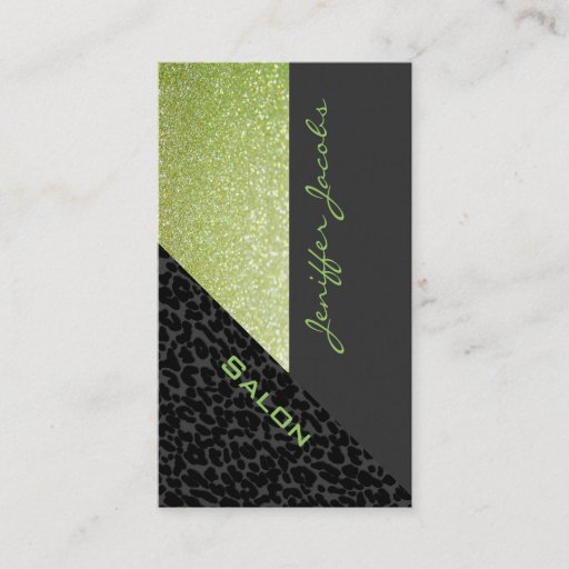Customizable Elegant chic luxury contemporary leopard glittery business card template