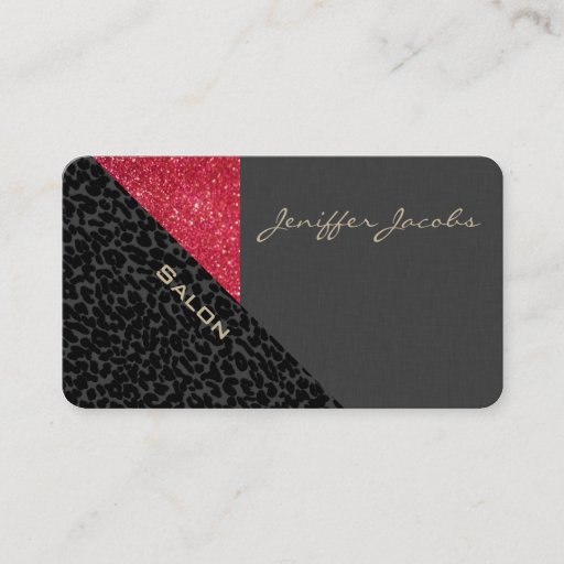 Customizable Elegant chic luxury contemporary leopard glittery business card templates