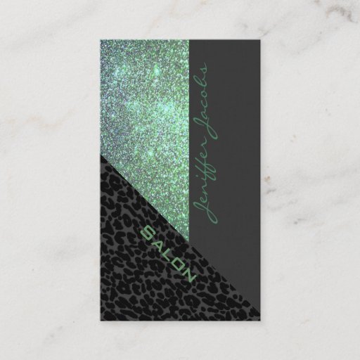 Customizable Elegant chic luxury contemporary leopard glittery business card template