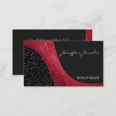 Elegant chic luxury contemporary leopard glittery business card (Front/Back)