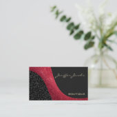 Elegant chic luxury contemporary leopard glittery business card (Standing Front)