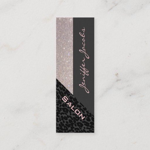 Customizable Elegant chic luxury contemporary leopard glittery business card templates