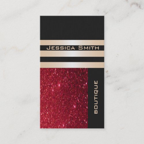 Elegant  chic luxury contemporary red glittery business card