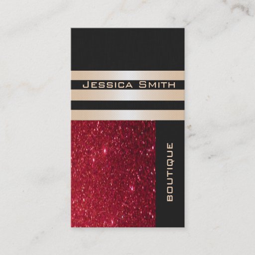Customizable Elegant chic luxury contemporary red glittery business card