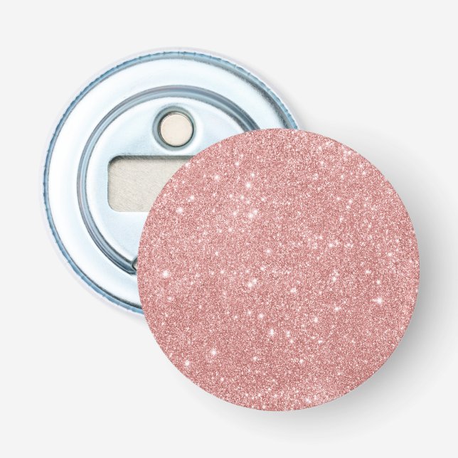 Elegant Chic Luxury Faux Glitter Rose Gold Bottle Opener (Front)