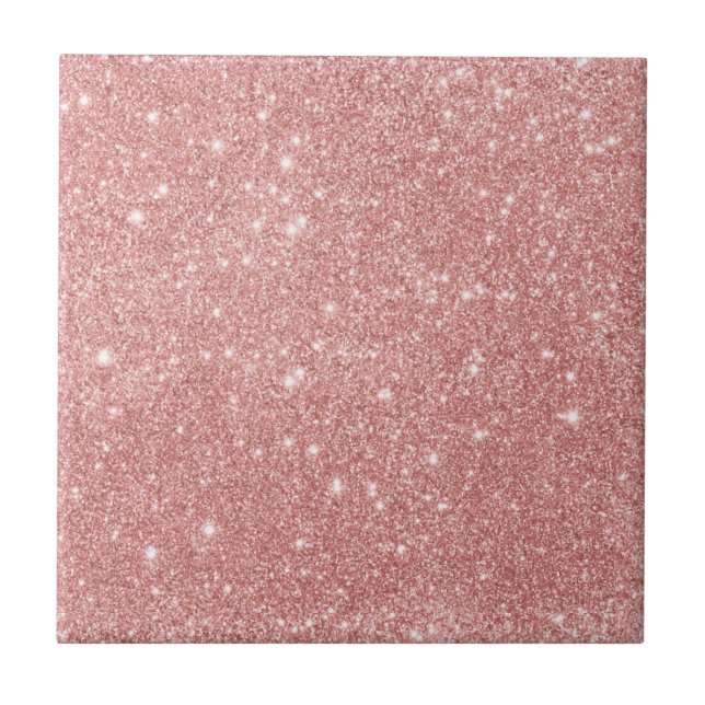 Elegant Chic Luxury Faux Glitter Rose Gold Ceramic Tile (Front)