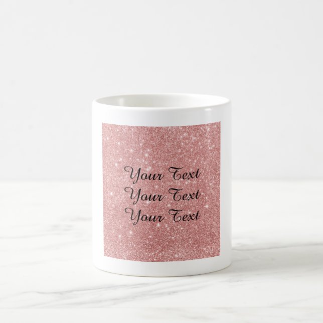 Elegant Chic Luxury Faux Glitter Rose Gold Coffee Mug (Center)