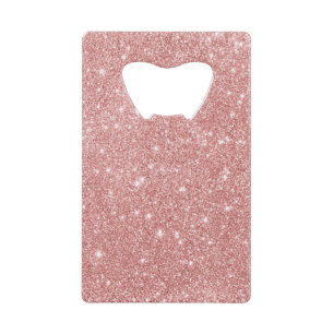 Elegant Chic Luxury Faux Glitter Rose Gold Credit Card Bottle Opener