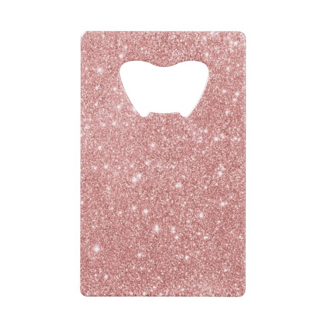 Elegant Chic Luxury Faux Glitter Rose Gold Credit Card Bottle Opener (Front)