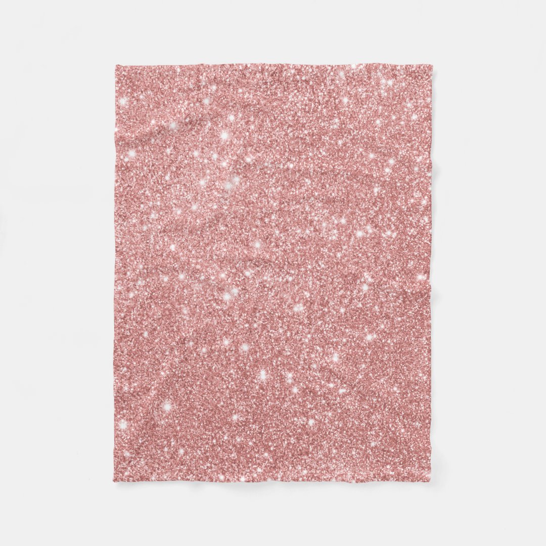 Elegant Chic Luxury Faux Glitter Rose Gold Fleece Blanket Zazzle