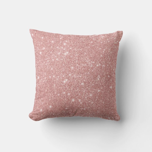 Elegant Chic Luxury Faux Glitter Rose Gold Throw Pillow (Front)