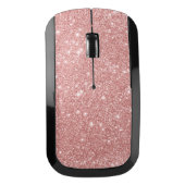 Elegant Chic Luxury Faux Glitter Rose Gold Wireless Mouse (Front)