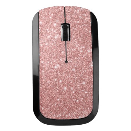 Elegant Chic Luxury Faux Glitter Rose Gold Wireless Mouse