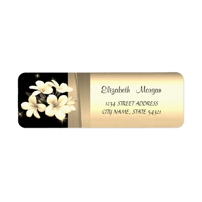 Elegant  Chic Luxury ,Faux Gold,Black,Flowers Label (Front)