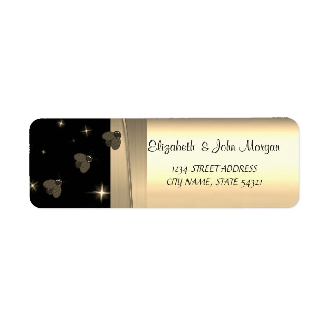 Elegant  Chic Luxury ,Faux Gold,Black,Ladybugs Label (Front)