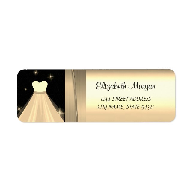 Elegant  Chic Luxury ,Faux Gold, Dress Label (Front)