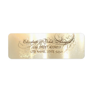 Elegant Chic Luxury ,Faux Gold,Feather Label