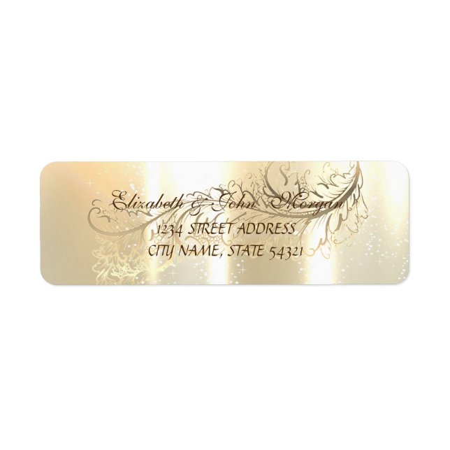Elegant  Chic Luxury ,Faux Gold,Feather Label (Front)